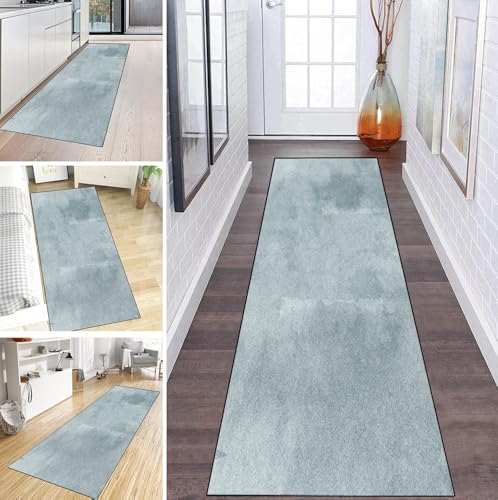MYYNLI Teppich Läufer Flur rutschfest 120x400cm Hellgrüne Tinte abstrakt Waschbar Meterware Schlafzimmer Korridor Teppichläufer Lang, Länge Anpassbare, Breite 40-120cm von MYYNLI