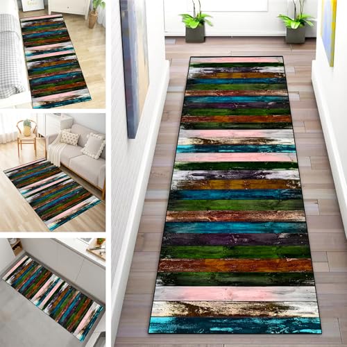 MYYNLI Teppich Läufer Flur rutschfest 120x500cm Blau-Grün-Braune Holzplatte Waschbar Meterware Schlafzimmer Korridor Teppichläufer Lang, Länge Anpassbare, Breite 40-120cm MYYNLI Teppich Läufer Flur rutschfest 120x500cm Blau-Grün-Braune Holzplatte Waschbar Meterware Schlafzimmer Korridor Teppichläufer Lang, Länge Anpassbare, Breite 40-120cm von MYYNLI