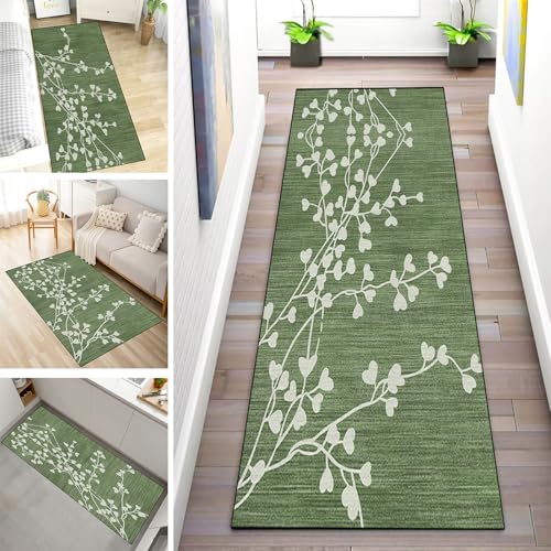 MYYNLI Teppich Läufer Flur rutschfest 40x150cm Grüne Blätter Muster Waschbar Meterware Schlafzimmer Korridor Teppichläufer Lang, Länge Anpassbare, Breite 40-120cm MYYNLI Teppich Läufer Flur rutschfest 40x150cm Grüne Blätter Muster Waschbar Meterware Schlafzimmer Korridor Teppichläufer Lang, Länge Anpassbare, Breite 40-120cm von MYYNLI