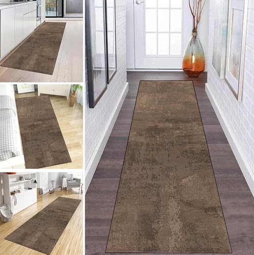 MYYNLI Teppich Läufer Flur rutschfest 40x300cm Abstrakte braune Tinte Waschbar Meterware Schlafzimmer Korridor Teppichläufer Lang, Länge Anpassbare, Breite 40-120cm von MYYNLI