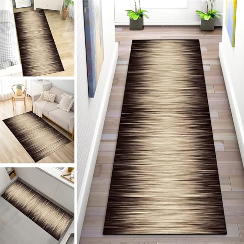 MYYNLI Teppich Läufer Flur rutschfest 40x300cm Brauner Gradient Waschbar Meterware Schlafzimmer Korridor Teppichläufer Lang, Länge Anpassbare, Breite 40-120cm von MYYNLI