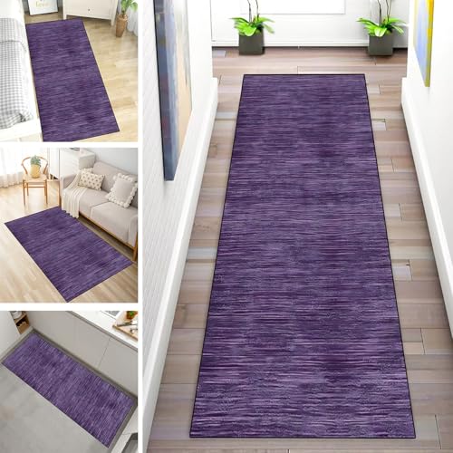 MYYNLI Teppich Läufer Flur rutschfest 50x100cm Violett Waschbar Meterware Schlafzimmer Korridor Teppichläufer Lang, Länge Anpassbare, Breite 40-120cm von MYYNLI