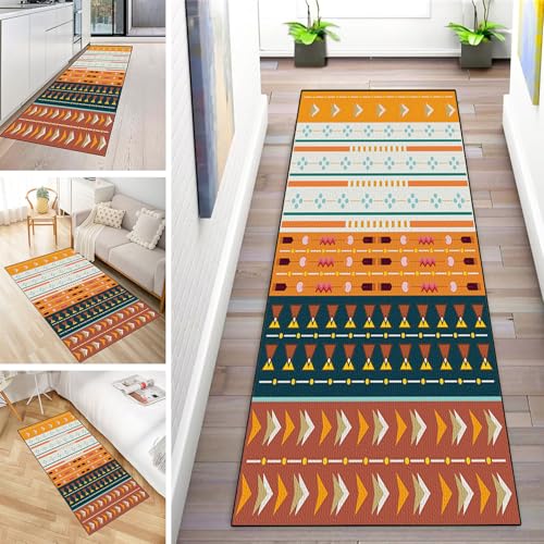 MYYNLI Teppich Läufer Flur rutschfest 50x400cm Bohemian-Orange Waschbar Meterware Schlafzimmer Korridor Teppichläufer Lang, Länge Anpassbare, Breite 40-120cm MYYNLI Teppich Läufer Flur rutschfest 50x400cm Bohemian-Orange Waschbar Meterware Schlafzimmer Korridor Teppichläufer Lang, Länge Anpassbare, Breite 40-120cm von MYYNLI