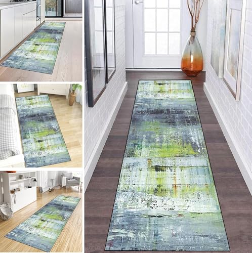 MYYNLI Teppich Läufer Flur rutschfest 60x100cm Blaue und Grüne Tinte abstrakt Waschbar Meterware Schlafzimmer Korridor Teppichläufer Lang, Länge Anpassbare, Breite 40-120cm MYYNLI Teppich Läufer Flur rutschfest 60x100cm Blaue und Grüne Tinte abstrakt Waschbar Meterware Schlafzimmer Korridor Teppichläufer Lang, Länge Anpassbare, Breite 40-120cm von MYYNLI