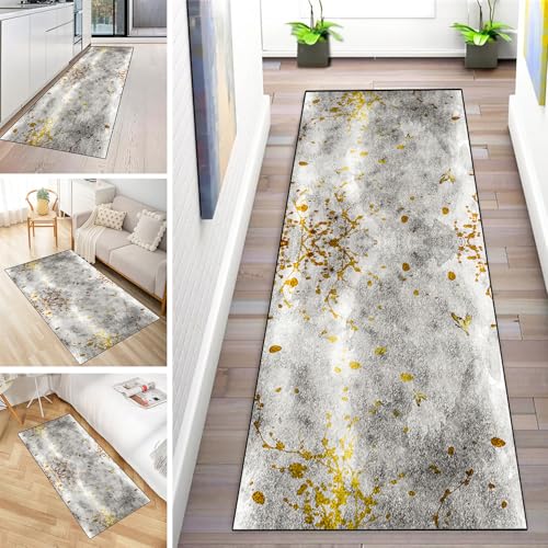 MYYNLI Teppich Läufer Flur rutschfest 60x100cm Streaming goldene Kunst Muster Waschbar Meterware Schlafzimmer Korridor Teppichläufer Lang, Länge Anpassbare, Breite 40-120cm von MYYNLI