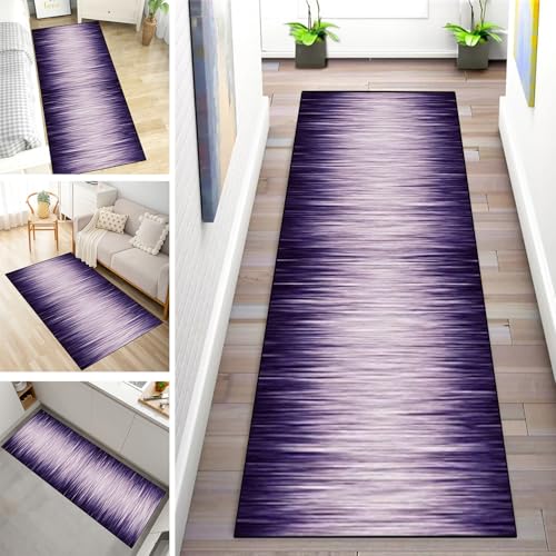 MYYNLI Teppich Läufer Flur rutschfest 60x100cm Violett Gradient Waschbar Meterware Schlafzimmer Korridor Teppichläufer Lang, Länge Anpassbare, Breite 40-120cm von MYYNLI