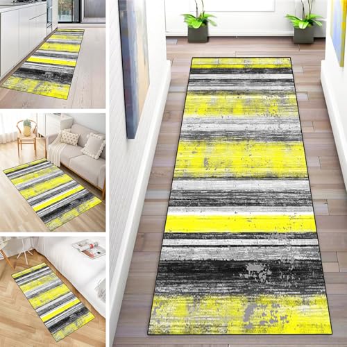 MYYNLI Teppich Läufer Flur rutschfest 60x180cm Böhmisches leuchtendes Gelb Waschbar Meterware Schlafzimmer Korridor Teppichläufer Lang, Länge Anpassbare, Breite 40-120cm von MYYNLI