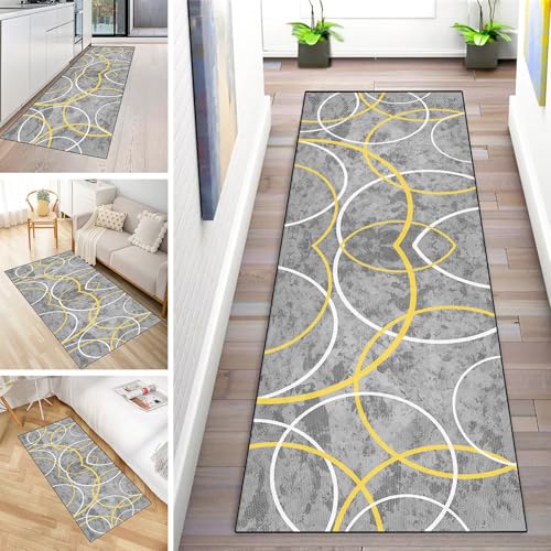 MYYNLI Teppich Läufer Flur rutschfest 60x200cm Weißgoldener Kreis Dekorative Kunst Muster Waschbar Meterware Schlafzimmer Korridor Teppichläufer Lang, Länge Anpassbare, Breite 40-120cm MYYNLI Teppich Läufer Flur rutschfest 60x200cm Weißgoldener Kreis Dekorative Kunst Muster Waschbar Meterware Schlafzimmer Korridor Teppichläufer Lang, Länge Anpassbare, Breite 40-120cm von MYYNLI