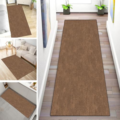 MYYNLI Teppich Läufer Flur rutschfest 60x350cm Braun Waschbar Meterware Schlafzimmer Korridor Teppichläufer Lang, Länge Anpassbare, Breite 40-120cm von MYYNLI