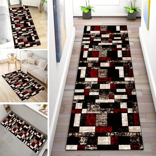 MYYNLI Teppich Läufer Flur rutschfest 70x300cm Schwarz Grau Braun Rote Nähte Waschbar Meterware Schlafzimmer Korridor Teppichläufer Lang, Länge Anpassbare, Breite 40-120cm MYYNLI Teppich Läufer Flur rutschfest 70x300cm Schwarz Grau Braun Rote Nähte Waschbar Meterware Schlafzimmer Korridor Teppichläufer Lang, Länge Anpassbare, Breite 40-120cm von MYYNLI