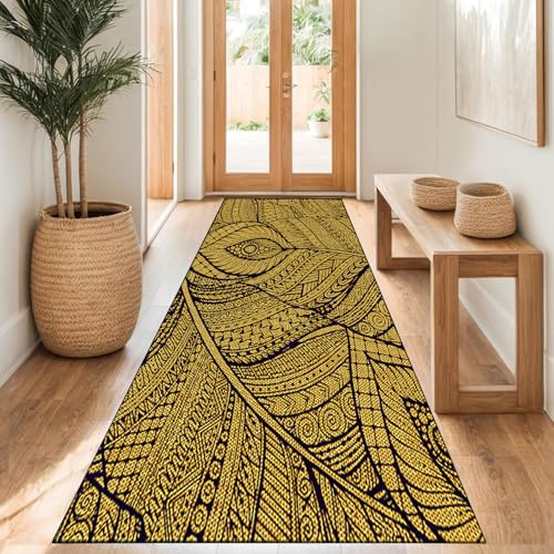 MYYNLI Teppich Läufer Flur rutschfest 70x450cm Goldene Blätter Augen Muster Waschbar Meterware Schlafzimmer Korridor Teppichläufer Lang, Länge Anpassbare, Breite 40-120cm MYYNLI Teppich Läufer Flur rutschfest 70x450cm Goldene Blätter Augen Muster Waschbar Meterware Schlafzimmer Korridor Teppichläufer Lang, Länge Anpassbare, Breite 40-120cm von MYYNLI