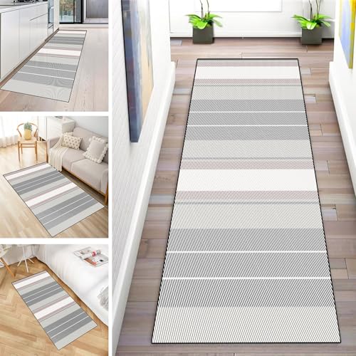 MYYNLI Teppich Läufer Flur rutschfest 80x320cm Bohemian-Grau Waschbar Meterware Schlafzimmer Korridor Teppichläufer Lang, Länge Anpassbare, Breite 40-120cm von MYYNLI