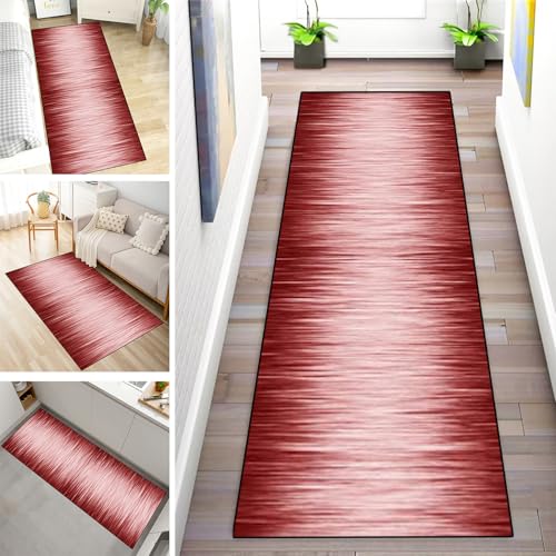 MYYNLI Teppich Läufer Flur rutschfest 80x320cm Roter Gradient Waschbar Meterware Schlafzimmer Korridor Teppichläufer Lang, Länge Anpassbare, Breite 40-120cm von MYYNLI