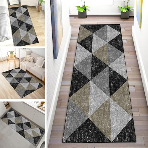 MYYNLI Teppich Läufer Flur rutschfest 80x400cm Schwarz-Grau-Gelb-Dreieck Waschbar Meterware Schlafzimmer Korridor Teppichläufer Lang, Länge Anpassbare, Breite 40-120cm MYYNLI Teppich Läufer Flur rutschfest 80x400cm Schwarz-Grau-Gelb-Dreieck Waschbar Meterware Schlafzimmer Korridor Teppichläufer Lang, Länge Anpassbare, Breite 40-120cm von MYYNLI