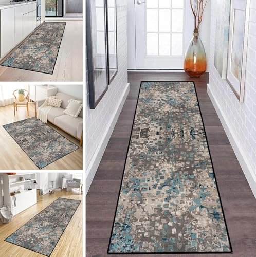 MYYNLI Teppich Läufer Flur rutschfest 90x420cm Blau-graue abstrakte Kunst Waschbar Meterware Schlafzimmer Korridor Teppichläufer Lang, Länge Anpassbare, Breite 40-120cm MYYNLI Teppich Läufer Flur rutschfest 90x420cm Blau-graue abstrakte Kunst Waschbar Meterware Schlafzimmer Korridor Teppichläufer Lang, Länge Anpassbare, Breite 40-120cm von MYYNLI