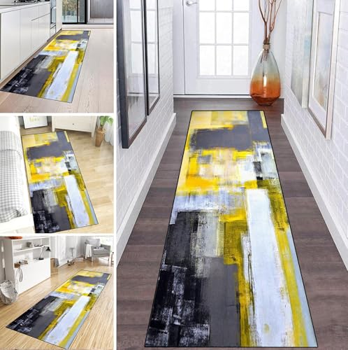 MYYNLI Teppich Läufer Flur rutschfest 90x500cm Abstrakte Tinte in Schwarz und Gold Waschbar Meterware Schlafzimmer Korridor Teppichläufer Lang, Länge Anpassbare, Breite 40-120cm MYYNLI Teppich Läufer Flur rutschfest 90x500cm Abstrakte Tinte in Schwarz und Gold Waschbar Meterware Schlafzimmer Korridor Teppichläufer Lang, Länge Anpassbare, Breite 40-120cm von MYYNLI