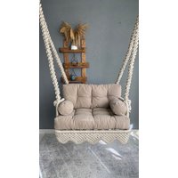 Makramee-Hängesessel, Große Makramee-Schaukel, Hängender Baumwoll-Makramee-Hängesessel, Makramee-Schaukelstuhl, Makramee Handgefertigte Schaukel von MYmacrameHomeArt