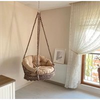 Makramee-Hängesessel, Makramee-Schaukel, Indoor-Schaukel, Outdoor-Hängemattenschaukel, Hängemattenstuhl, Makramee-Hängematte, Hängemattenschaukel von MYmacrameHomeArt