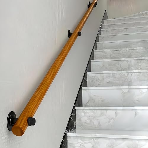 Holzhandläufe für Treppen Treppengeländer Wandmontage Rutschfester Haltegriff Handlauf für Zuhause Indoor Lofts Stufen Terrassendielen Treppen Massivholz von MZBDYYF