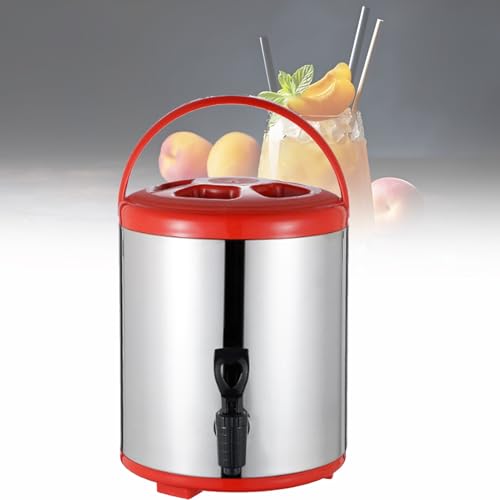 MZBDYYF 6L/8L/10L/12L Boiler Warmer Kaffee Urne Edelstahl Heißwasserkocher Spender mit Abdeckung und Zapfhahn Edelstahl Isolierter Eimer Milch Tee Fass für heißes Wasser und Getränke von MZBDYYF