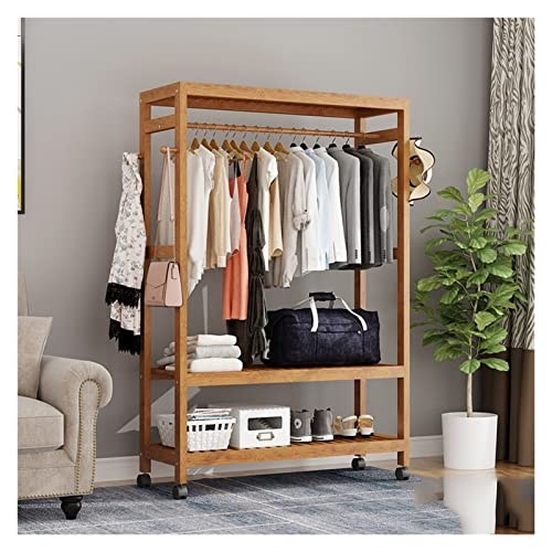 MZBDYYF Bambusgarderobe mit 360° Drehung, mobiler Kleiderstangen-Organizer mit Rollen, Schuhregal für Schlafzimmer und Eingangsbereich MZBDYYF Bambusgarderobe mit 360° Drehung, mobiler Kleiderstangen-Organizer mit Rollen, Schuhregal für Schlafzimmer und Eingangsbereich von MZBDYYF