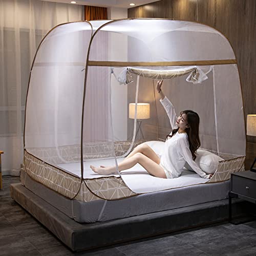 MZBDYYF Camping -Moskitonetz -Bett -Baldachin - tragbares 3 -Eingangsdesign, einfache Installation feines Netz für Reisen und Zuhause - Lila, 180 * 200 * 170 cm mit Tasche von MZBDYYF