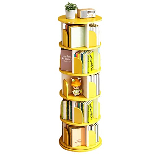 MZBDYYF Drehbares Bücherregal, drehbares Bücherregal, 5 Fächer, multifunktional, 360 Grad drehbar, Bücherregal für Schlafzimmer, Wohnzimmer und Heimbüro (Farbe: Holz) von MZBDYYF