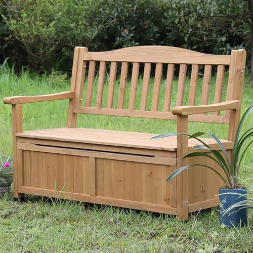 MZBDYYF Outdoor Lagerbank mit Rückenlehne und Armlehnen Wetterfest Gartenbank Parkbänke für Balkon Hof Deck von MZBDYYF