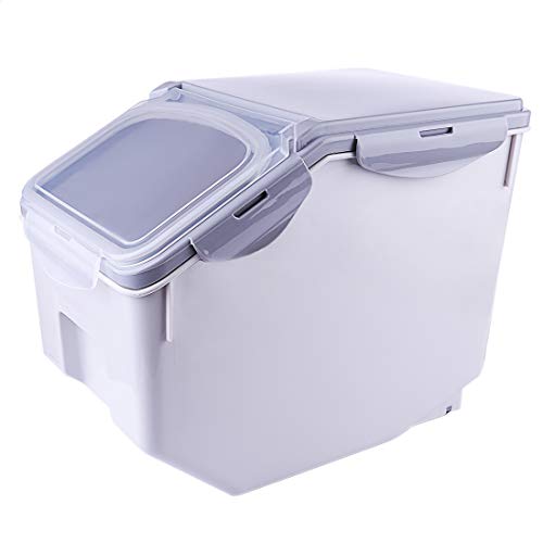 MZBDYYF Reisvorratsbehälter 10 kg/22 lb - luftdichte Getreidebohnen Mehl -Lebensmittel -Aufbewahrungsbox mit Rädern und Messbecher - 32,5 x 19,5 x 26,3 cm von MZBDYYF