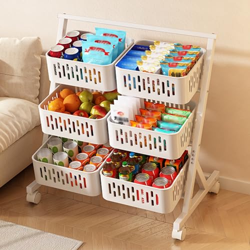MZBDYYF Snack-Regal mit 3 4 Etagen und Rollen, Rollen-Organizer, Metallregal, Rollwagen für Lebensmittel, Obst, Gemüse, Heimkino, tragbarer Konzessionsständer von MZBDYYF
