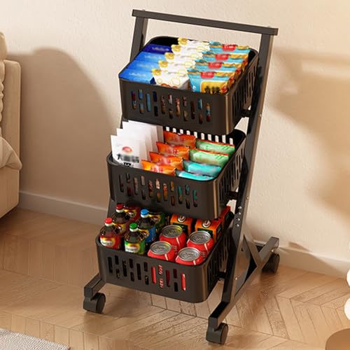 MZBDYYF Snack-Regal mit 3 4 Etagen und Rollen, Rollen-Organizer, Metallregal, Rollwagen für Lebensmittel, Obst, Gemüse, Heimkino, tragbarer Konzessionsständer MZBDYYF Snack-Regal mit 3 4 Etagen und Rollen, Rollen-Organizer, Metallregal, Rollwagen für Lebensmittel, Obst, Gemüse, Heimkino, tragbarer Konzessionsständer von MZBDYYF