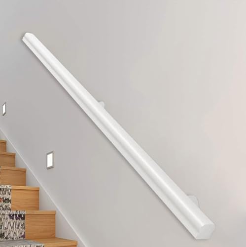 Treppenhandläufe aus Holz, weiße Handläufe, rutschfeste Handläufe für den Innenbereich, Dachboden Treppendekoration, Korridorstützstangen, Wandhandlauf mit Installationsset. von MZBDYYF