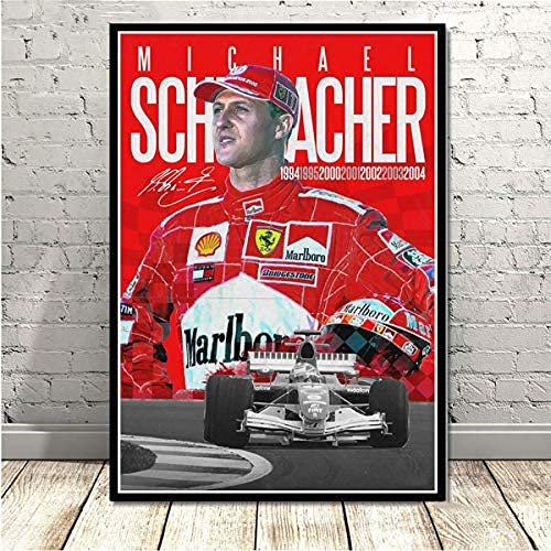 MZCYL Leinwand Malerei Wandkunst Bild Michael Schumacher Legende Stern F1 Rennwagen Poster Drucken Leinwand Malerei Geschenk Ohne Rahmen 40 * 60 cm von MZCYL