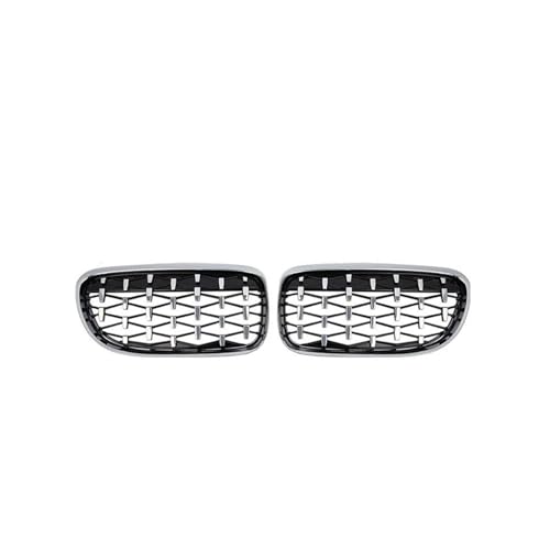 Kühlergrill Grill Vorderer Unterer Stoßfänger Für B&MW E92 E93 LCI 2-Türer 2010–2013 51137254967 51137254968 Diamond Meteor Style Grills ABS Hochglanz Schwarz Front Nierengrill(Silber) von MZEER