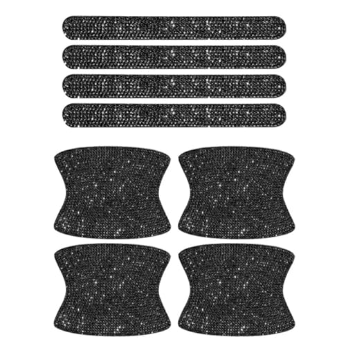 MZEER Außenteil Autotürgriffschutz Strass Universal Sicherheit Kratzfester Aufkleber Autogriffabdeckung 8 Stück(Black) von MZEER