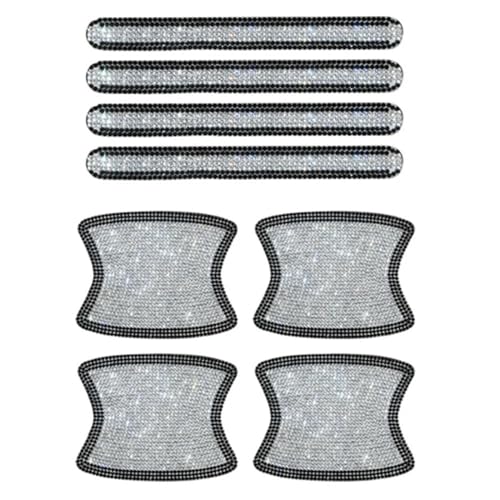 MZEER Außenteil Autotürgriffschutz Strass Universal Sicherheit Kratzfester Aufkleber Autogriffabdeckung 8 Stück(Black with White) von MZEER