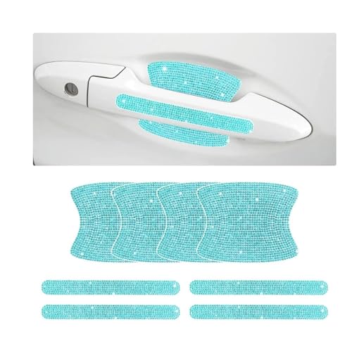 MZEER Außenteil Autotürgriffschutz Strass Universal Sicherheit Kratzfester Aufkleber Autogriffabdeckung 8 Stück(Lake Blue) von MZEER