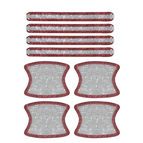 MZEER Außenteil Autotürgriffschutz Strass Universal Sicherheit Kratzfester Aufkleber Autogriffabdeckung 8 Stück(White with Red) von MZEER