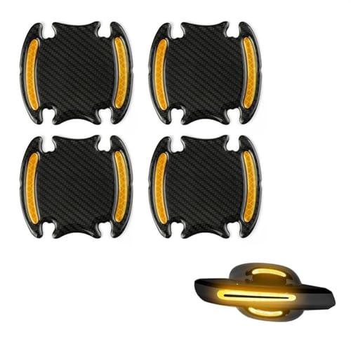 MZEER Außenzubehör Kratzfeste Abdeckung Autogriff-Schutzfolie Autosicherheit Reflektierende Streifenaufkleber 4/8 Stück(4 Door Bowl Yellow) von MZEER