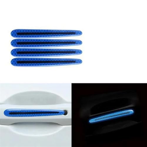 MZEER Außenzubehör Kratzfeste Abdeckung Autogriff-Schutzfolie Autosicherheit Reflektierende Streifenaufkleber 4/8 Stück(4 Door Handle Blue) von MZEER
