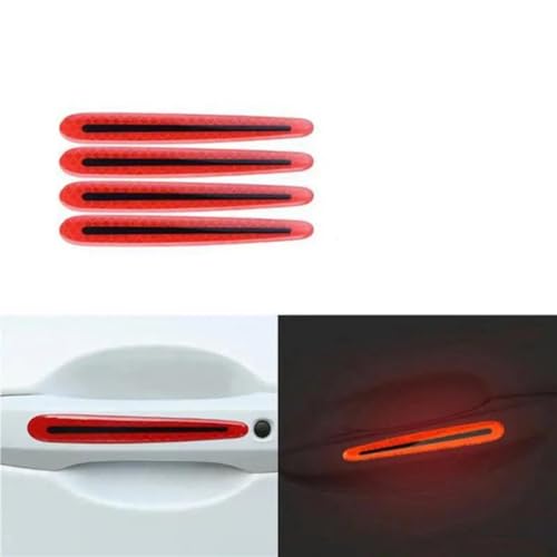 MZEER Außenzubehör Kratzfeste Abdeckung Autogriff-Schutzfolie Autosicherheit Reflektierende Streifenaufkleber 4/8 Stück(4 Door Handle Red) von MZEER