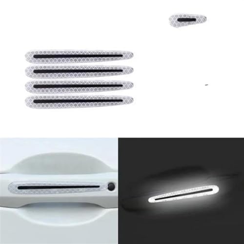 MZEER Außenzubehör Kratzfeste Abdeckung Autogriff-Schutzfolie Autosicherheit Reflektierende Streifenaufkleber 4/8 Stück(4 Door Handle White) von MZEER