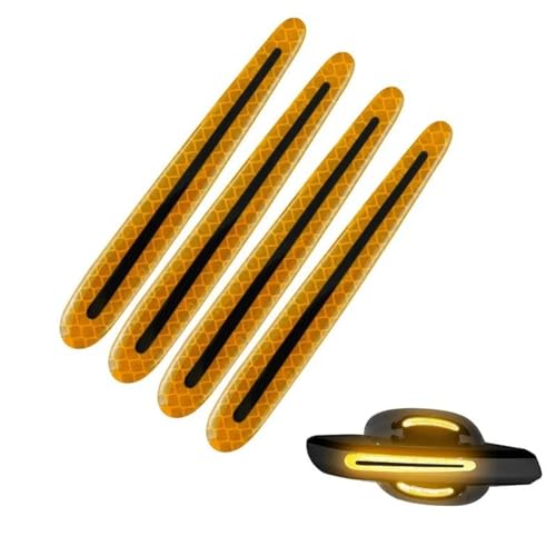 MZEER Außenzubehör Kratzfeste Abdeckung Autogriff-Schutzfolie Autosicherheit Reflektierende Streifenaufkleber 4/8 Stück(4 Door Handle Yellow) von MZEER