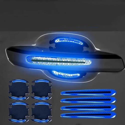 MZEER Außenzubehör Kratzfeste Abdeckung Autogriff-Schutzfolie Autosicherheit Reflektierende Streifenaufkleber 4/8 Stück(8 Handle Bowl Blue) von MZEER