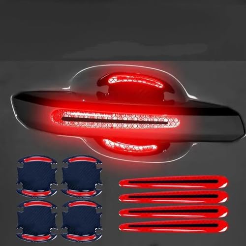 MZEER Außenzubehör Kratzfeste Abdeckung Autogriff-Schutzfolie Autosicherheit Reflektierende Streifenaufkleber 4/8 Stück(8 Handle Bowl Red) von MZEER