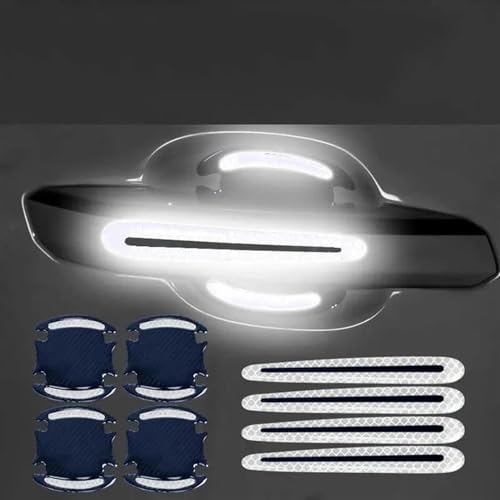 MZEER Außenzubehör Kratzfeste Abdeckung Autogriff-Schutzfolie Autosicherheit Reflektierende Streifenaufkleber 4/8 Stück(8 Handle Bowl White) von MZEER