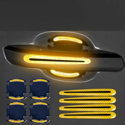 MZEER Außenzubehör Kratzfeste Abdeckung Autogriff-Schutzfolie Autosicherheit Reflektierende Streifenaufkleber 4/8 Stück(8 Handle Bowl Yellow) von MZEER