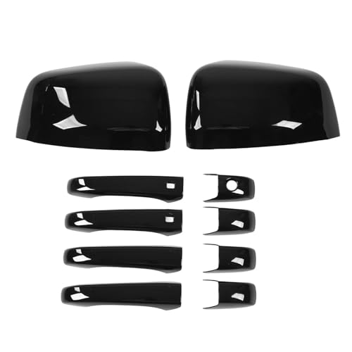 MZEER Auto Außentür Griff Trim Abdeckung Mit Spiegel Abdeckung Rahmen Ersatz Für Jeep Für Grand Für Cherokee WK2 WL 2011-2023(Set) von MZEER
