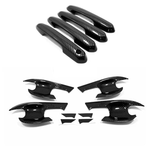 MZEER Carbon Black Chrome Außenteil Aufkleber Zubehör Auto Tür Schüssel Griff Abdeckung Trim Für Toyota RAV4 XA50 Hybrid 2019-2023(Carbon,1) von MZEER