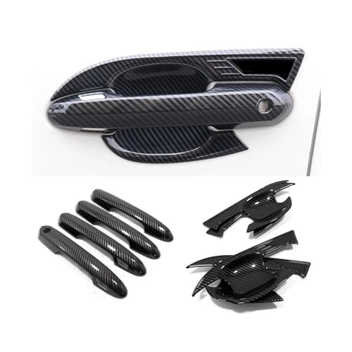 MZEER Carbon Black Chrome Außenteil Aufkleber Zubehör Auto Tür Schüssel Griff Abdeckung Trim Für Toyota RAV4 XA50 Hybrid 2019-2023(Carbon,2) von MZEER